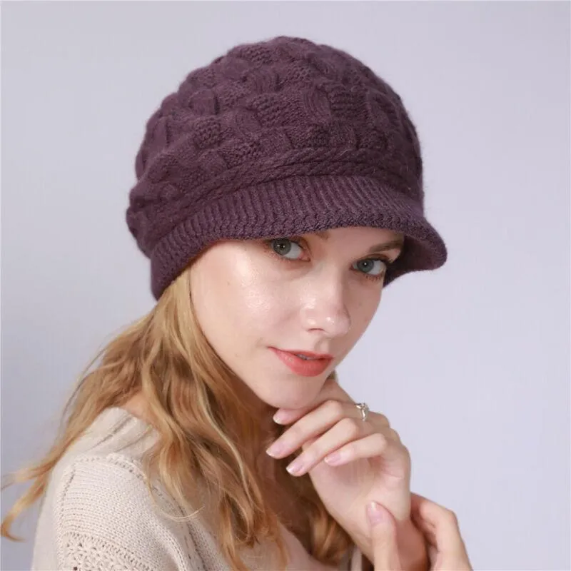 Femme fille en tricot béret hiver chaude boucgy beanie crochet hatte de ski de ski