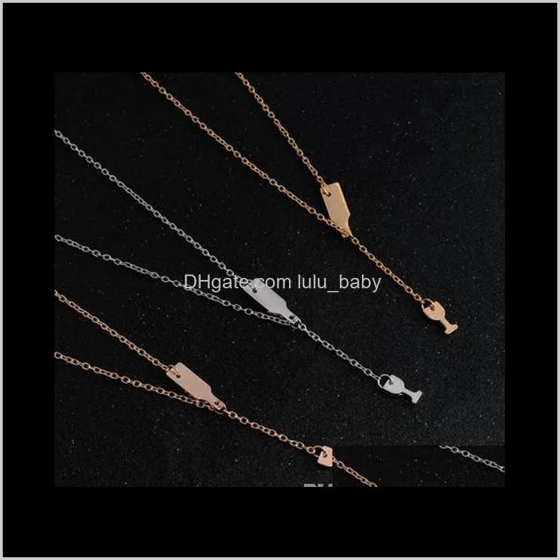 Wine Bottle Glass Necklaces For Girls /Laides Lariat Chokers Pendant Necklaces Gold /Silver Plated Jewelry Gifts For Girls/Ladies