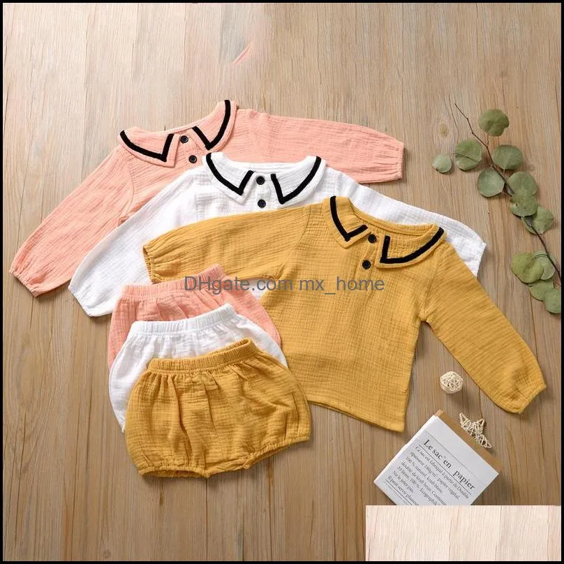 Clothing Sets Baby & Kids Baby, Maternity Girls Cotton Linen Outfits Children Solid Color Tops+Pp Shorts 2Pcs/Sets Summer Fashion Clothes Z1