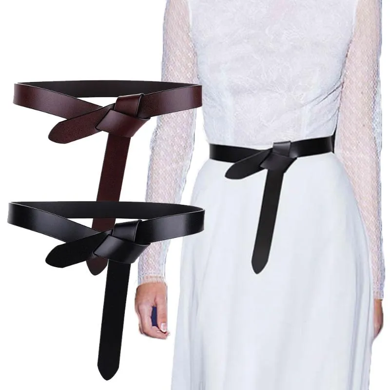 Cinture EST Design Knot per le donne in pelle PU morbida cinturino annodato cintura cinturino lungo genuino vestito accessori signora Trendy Cyisks
