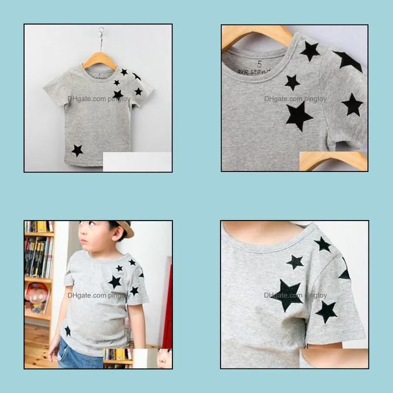 Hot New Children Kids Boys Korean Version Star Pattern Short-Sleeved Cotton T-shirt 2-7Y