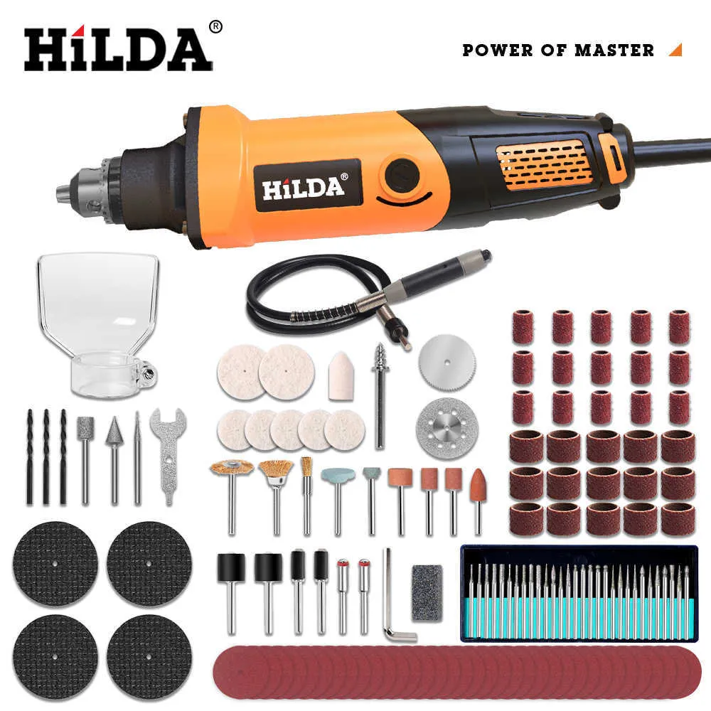 HILDA Rotary Tools Electric Drill Mini Grinder Mini Grinder Cutting Polishing Drilling with dremel Accessories 210719