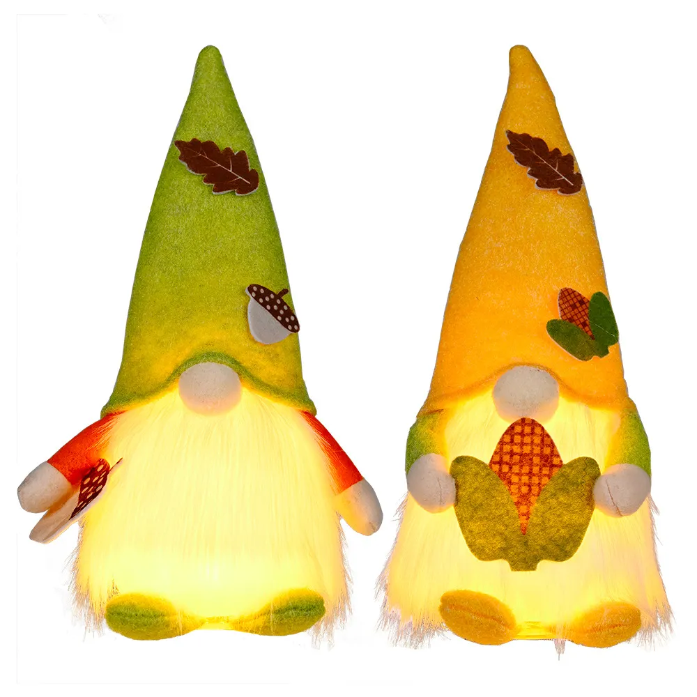 Parti Malzemeleri Güz Dekor Şükran Günü Peluş Gnomes Yüzsüz Bebek LED Işık Masa Süsleri ile Restoran Office XBJK2108