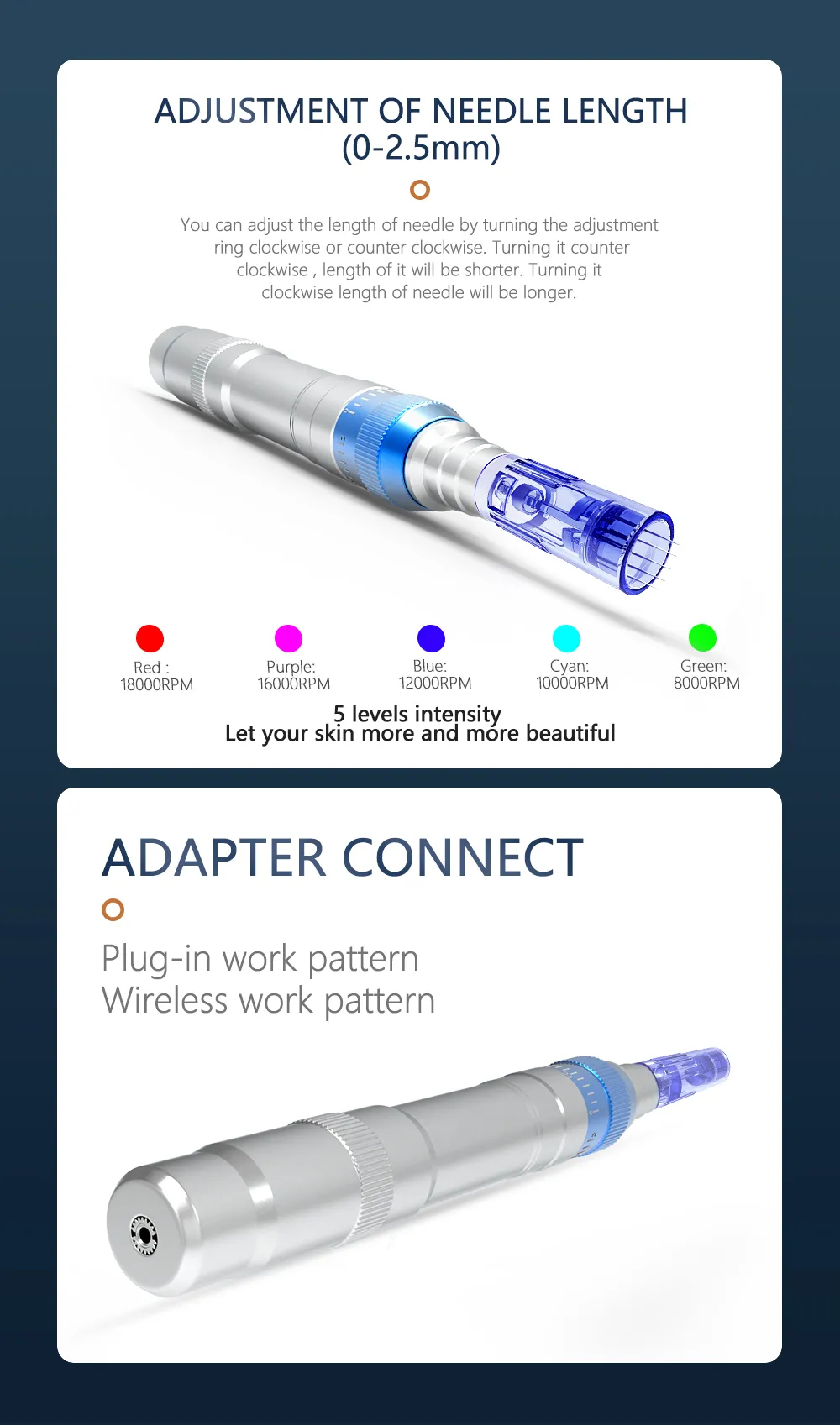 Vaney Derma Auto Pen Stamp Micro Needle Roller Anti envejecimiento Skin Therapy Wand Electric derma pen