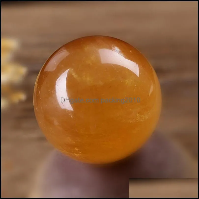 Good Fortune Balls Crafts Natural Topaz Transshipment Beads Icelandic Stone Crystal Ball not have holder Home Furnishing Decoration 20hy4