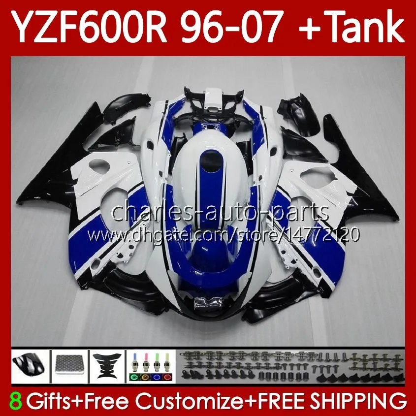 Kit Bodys para Yamaha Thundercat YZF600R YZF-600R YZF600 R CC 600R 96 97 98 99 00 01 Bodywork 86no.13 YZF600-R 02 03 04 05 06 07 600CC 1996-2007 OEM Azul Branco Blk