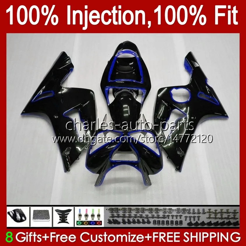 Injection Mold Kit For KAWASAKI NINJA ZX-636 ZX600 ZX 6R 6 R 600 CC 03-04 Body 8No.36 ZX 636 600CC ZX6R 03 04 ZX600C ZX636 ZX-6R 2003 2004 Fairing OEM Bodywork blue black