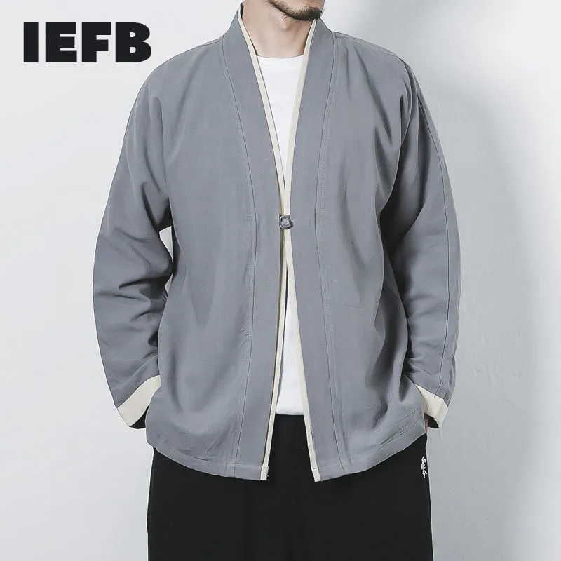 IEFB النمط الصيني تانغ بدلة كبيرة الحجم سترة مع سترة عارضة قمم الرجال اللباس الشاي الربيع الصيف الطاوية رداء 9Y6026 210524