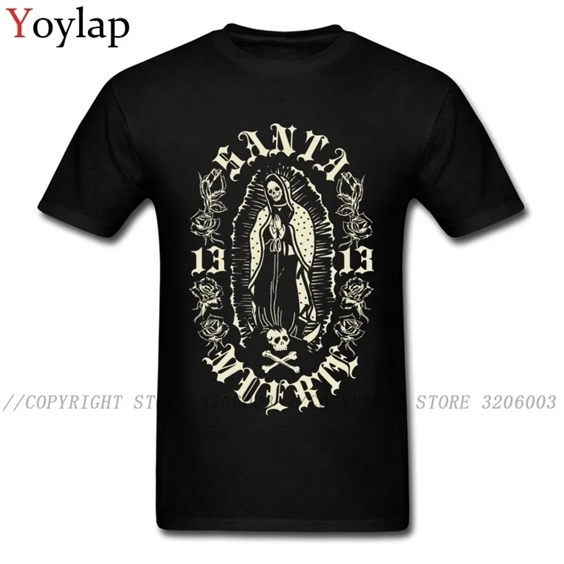 Tees Santa Muerte 13フォールの人気カスタム半袖すべてのコットンクルーネックメンズTシャツカスタムティーシャツ210324