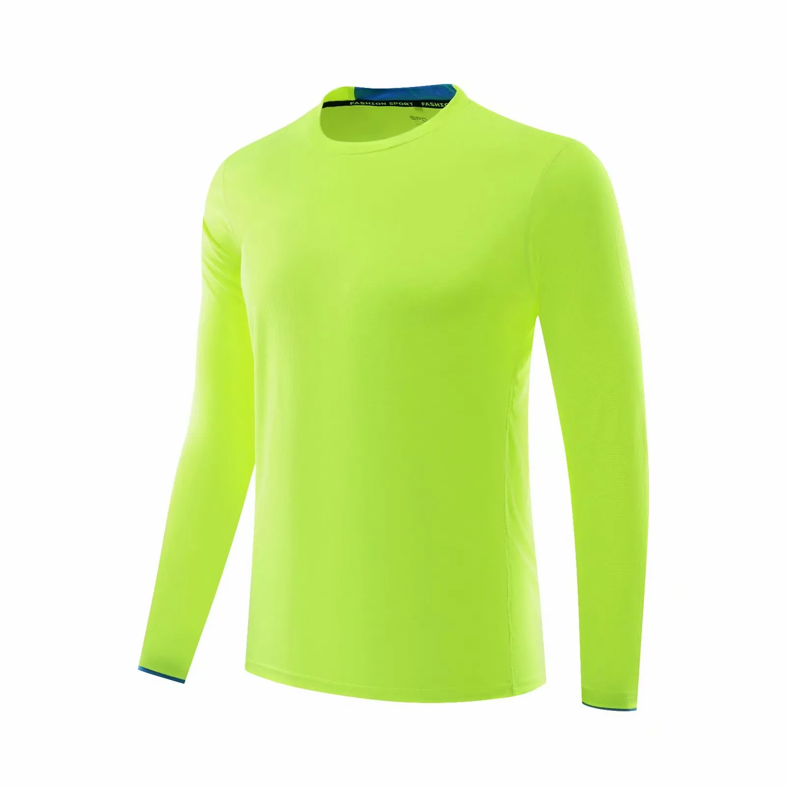 green Long Sleeve Running Shirt Men Fitness Gym Sportswear Fit Quick dry Compression Workout Sport Top