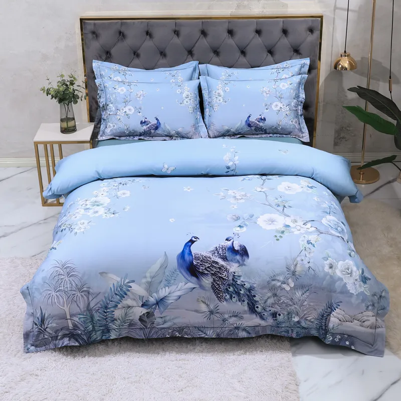 Set di lenzuola king size in cotone a fibra lunga SoftCozy con motivo floreale - Biancheria da letto traspirante per un sonno riposante - XG0171 .