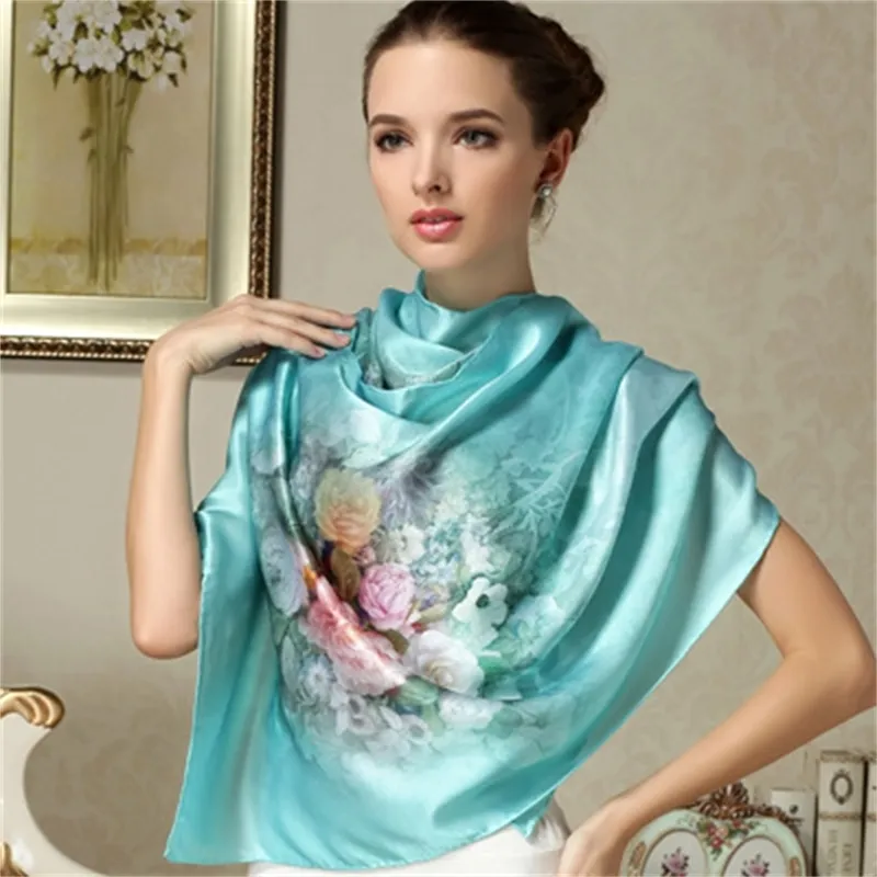 Dankeyisi Womens Silk Long Scarf Luxury Brand Scarf Shawl With
