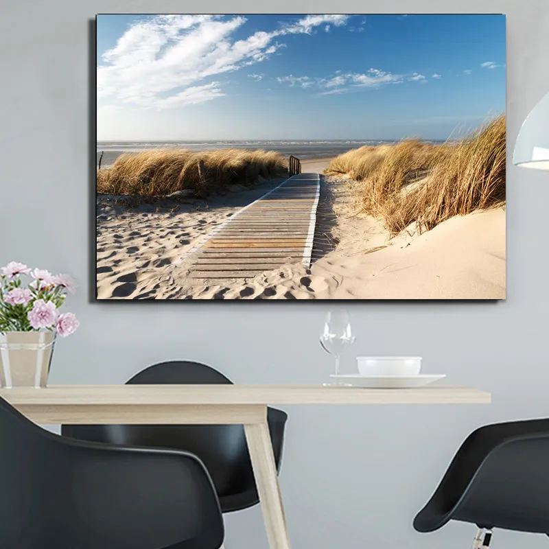 Nordic Poster Seascape Canvas Painting Beach Sea Road Wall Art Picture No Frame For Living Room Bedroom Modern Home Decor2895