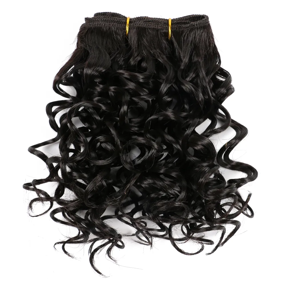 Afro kinky Curly 8 tums syntetiskt hår vävstöd Jerry Curl Natural Short Hair WELF buntar vävning 11g 3pcs / lot
