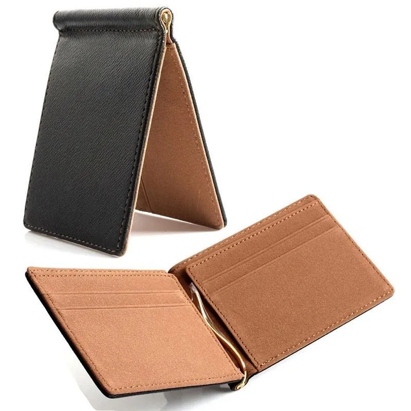 Plånböcker Slim Mäns Pengar Clip Wallet Case Kontanthållare Enkel design PU Läder Kvinnor Små handväska för Man 6 Färger