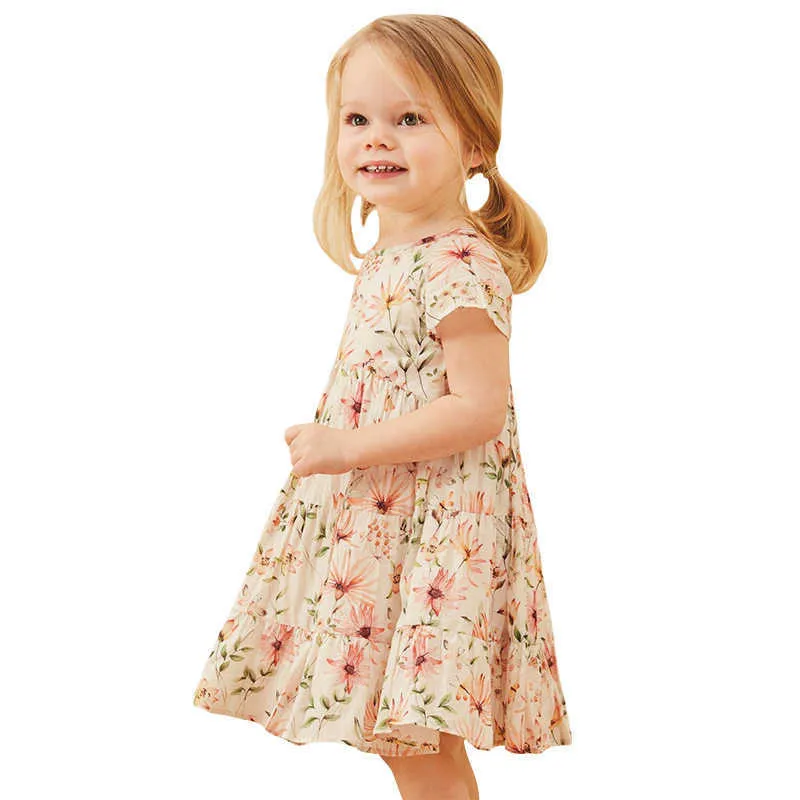 Little Maven Robe pour fille 7 ans Floral Print Robes élégantes pour filles Summer Flower Pattern Robe pour enfants Vêtements 210908