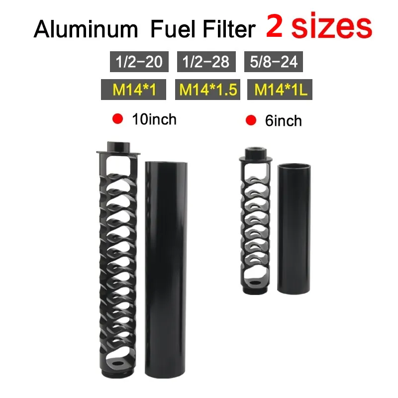 Aluminium 12 "10" 6 "spirala rozszerzająca 1/2-20 1/2-28 5 / 8-24 M14 * 1 M14 * 1L Filtr paliwa Pułapka samochodowa do napa 4003 Wix 24003