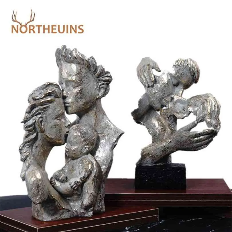 NORTHEUINS Coppia Amante Maschera Statua Brid Pensatore Figura Testa Scultura Resina Busto Figurine Retro Interior Home Desk Decorazione 210827