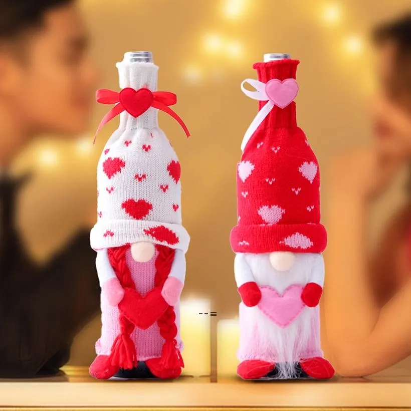 NEWValentine Day Wine Case Cover Decoration Faceless Doll Love Wine Bottle Bag Set Household Home Decoration CCA10560