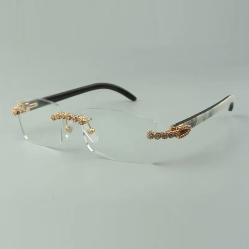 Lunettes de créateur bouquet de diamants Frames 3524012 avec branches en corne de buffle naturelle mixte pour unisexe