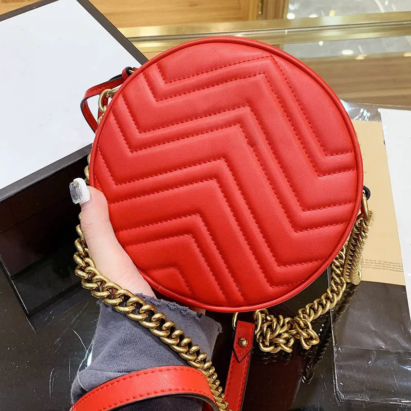 Classic round designer shoulder bag womens black chain crossbody bags high quality PU leather fashion ladies purse Evening handbag 2021