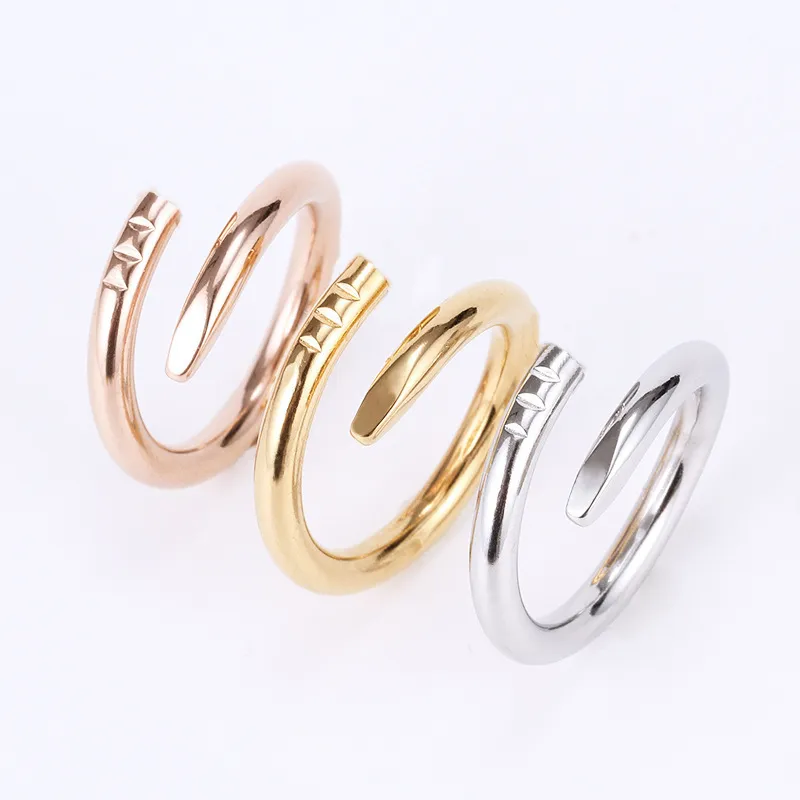 Love Rings Womens Band Ring Jewelry Titanium Steel Single Nail European and American Fashion Street Casual Casual Classic Gold Silver Rose Taille en option 5-10 Nice