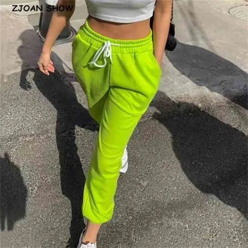 Automne Lâche Cordon Taille Pantalon de sport Femmes Manchette élastique Pantalon de sport décontracté Joggers Streetwear Loisirs 210429