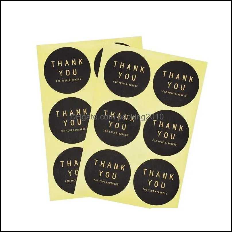 30pcs Label Sticker Thank You Round Square Kraft Paper Biscuit Bag Gift Decorative Wrap