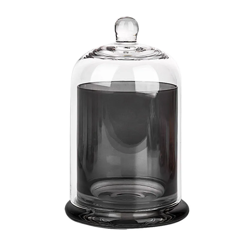 empty luxury black green glass bell jar display dome candle holder cloch jar with base for making candles price send by sea/train only