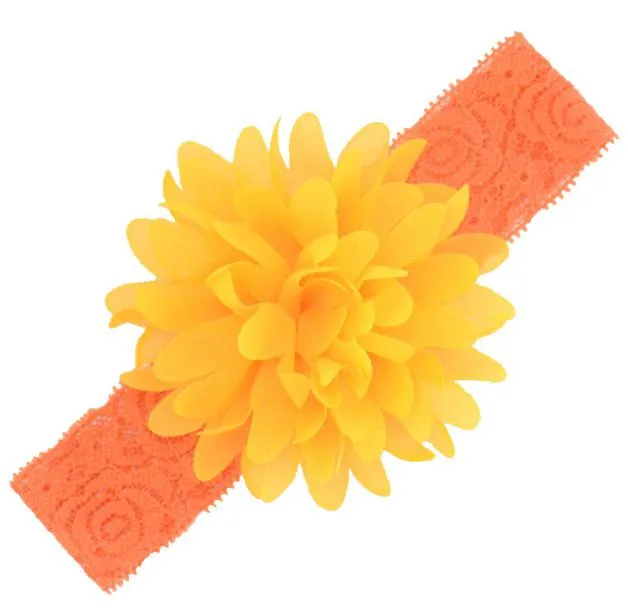 16 couleurs nouveaux enfants dentelle noeud papillon Bandanas fille bébé dentelle élastique bandeaux cheveux accessoires gratuit