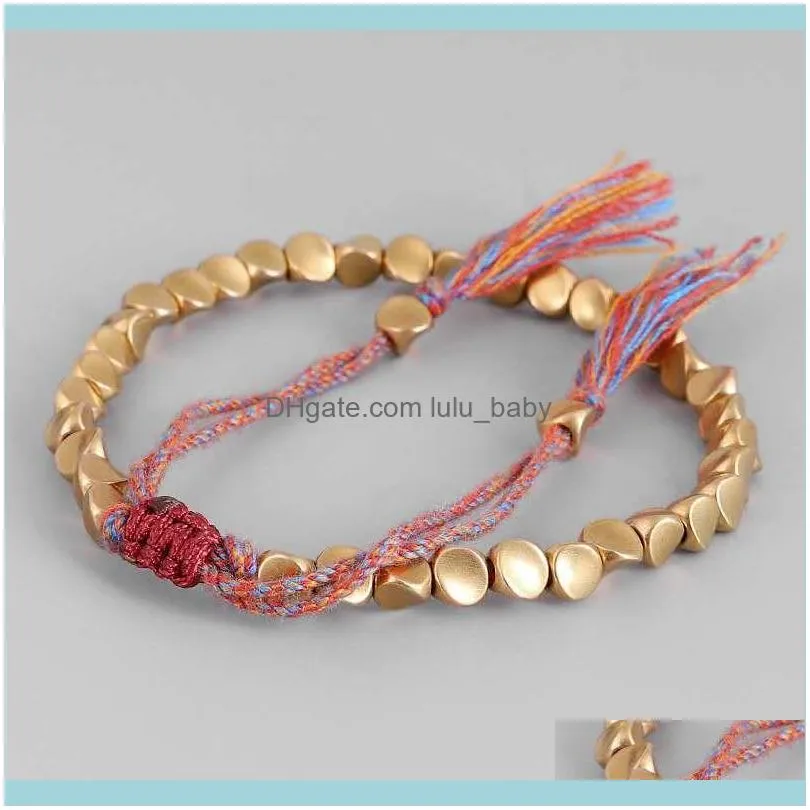 Beaded, Strands Handmade Tibetan Buddhist Woven Copper Beads Lucky Rope Bracelet For Men And Women