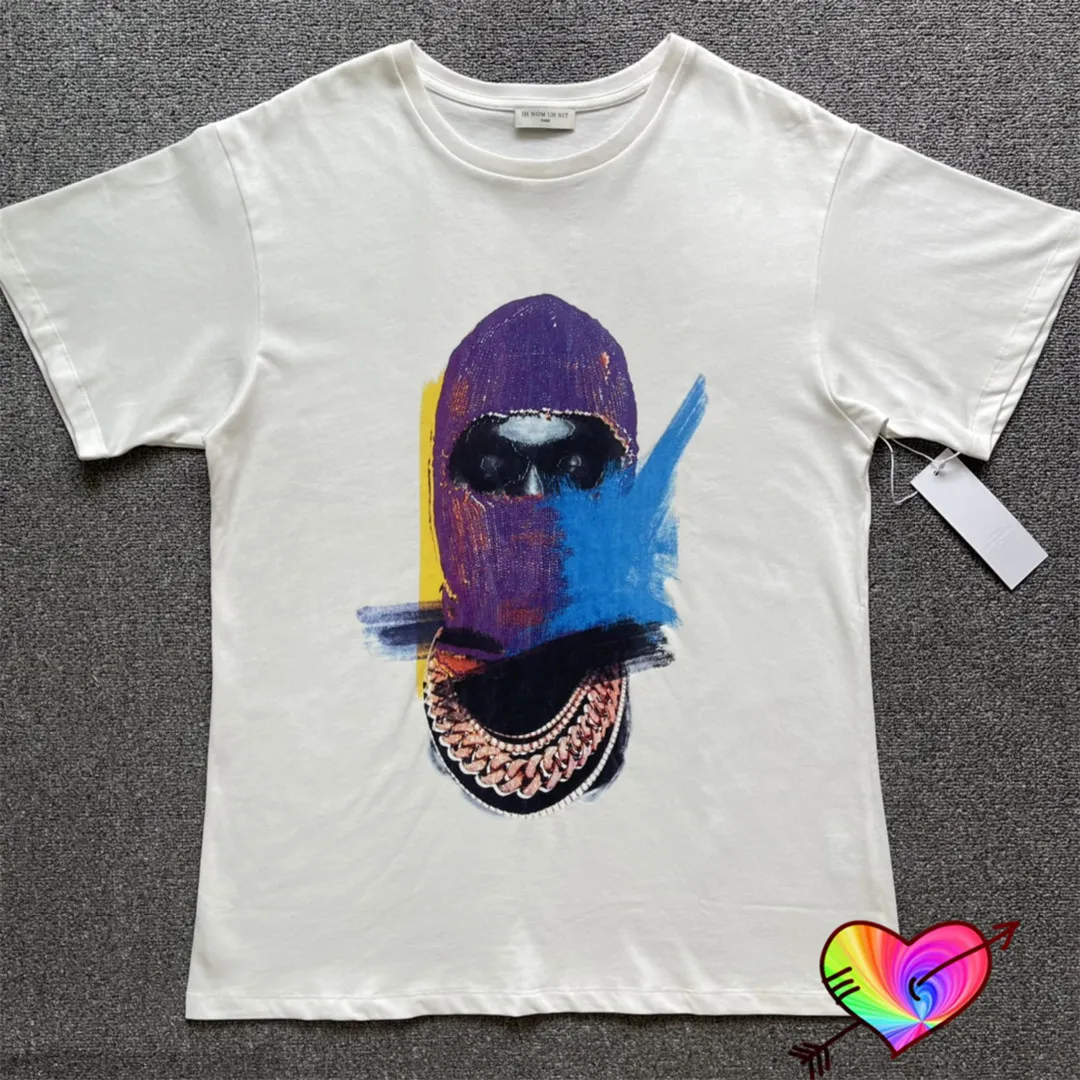 Casual Print Kortärmad T-shirts Masking Men Kvinnor Högkvalitativa Färgglada Graffiti Mask Man Tee Toppar