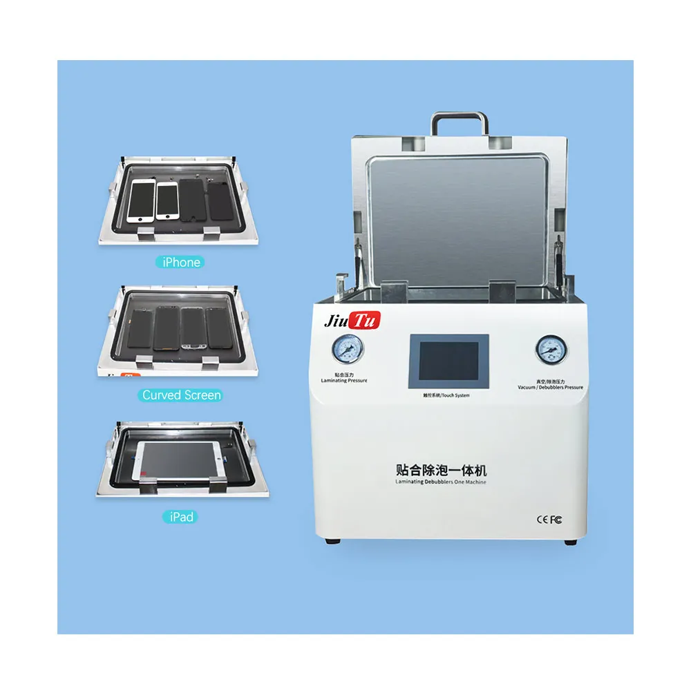 Jiutu 15 인치 진공 OCA 라미네이션 머신 스마트 폰 화면 수리를위한 자외선 상자에 내장되었습니다.