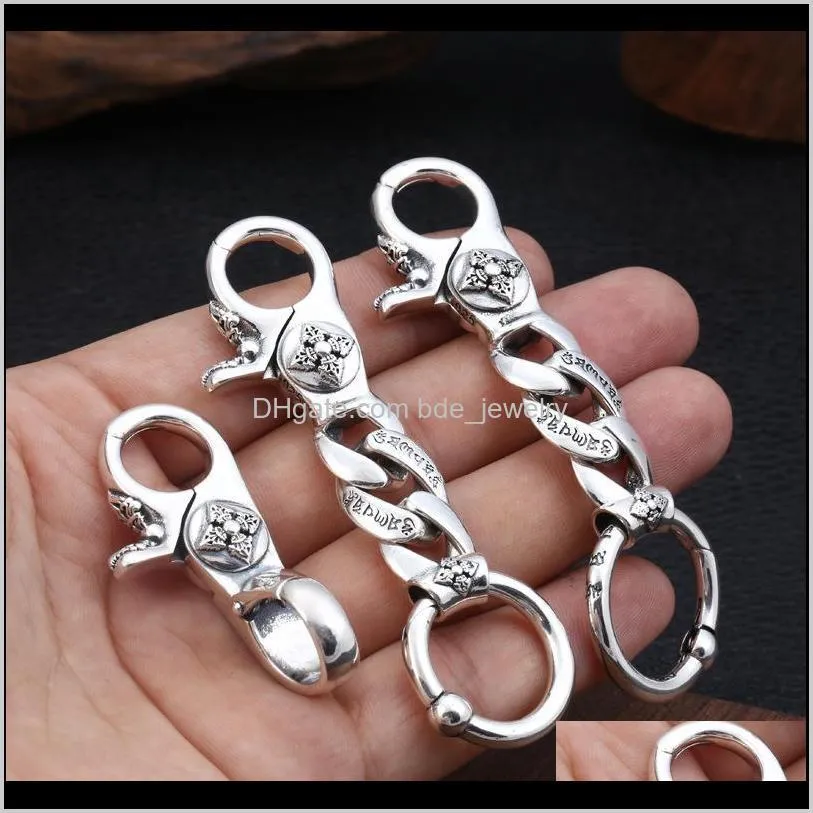 brand new 925 sterling silver vintage handmade key ring key chain american european antiqeu silver fashion accessories key ring punk