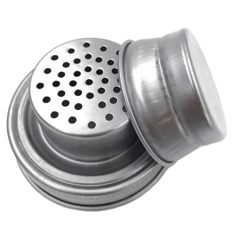 Couvercles de shaker de pot Mason Couvercle en acier inoxydable pour bocaux de mise en conserve Mason à bouche régulière Antirouille Shaker à cocktail Cocktail à friction sèche 70 mm