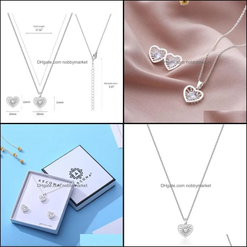 Earrings & Necklace Ascona Cubic Zirconia Fashion Jewelry Set For Women 2021 Trend Valentine`s Day Gift
