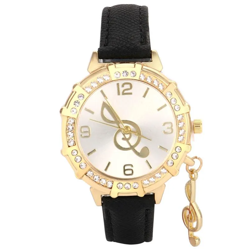 Wristwatches Women's Watches S Featured Rhinestone Music Symbol Pendant Montre Femme Acier Inoxydable Relojes Para Mujer Fi