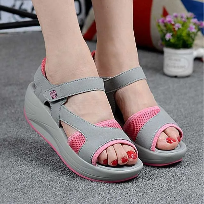 Women Platform Sandals Shoes Wedges Swing Shoes Casual Comfortable Non-slip Breathable Ladies Mesh Shoes Open Toe Sandals 210624