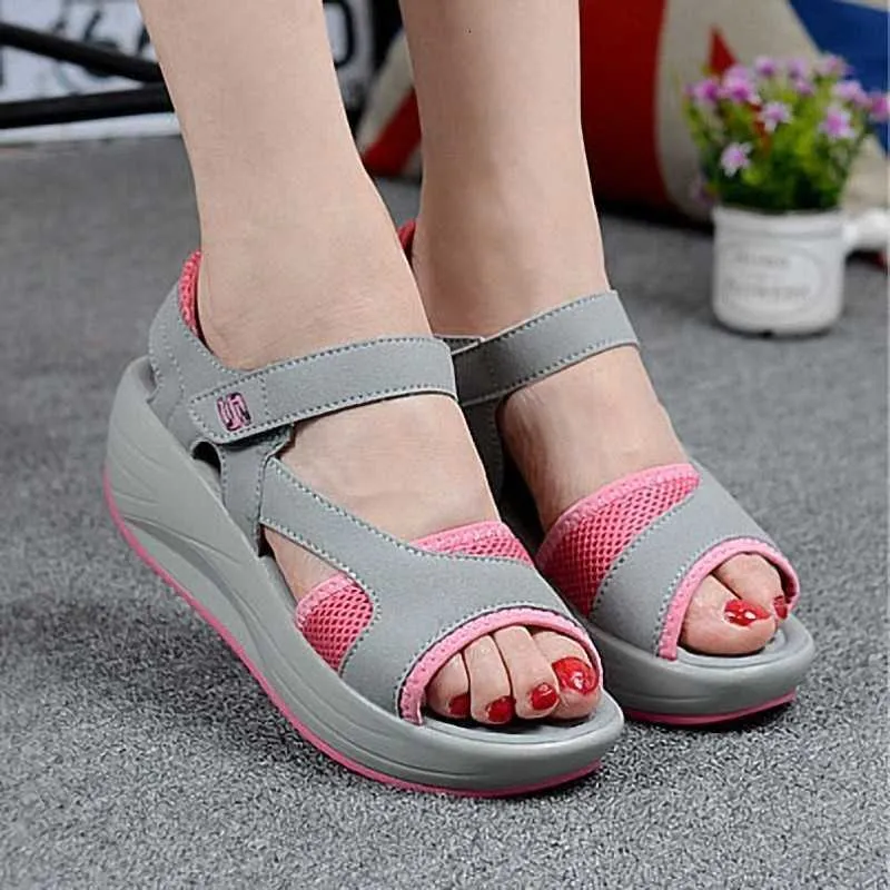 Woman Platform Sandals Обувь Клинья Swing Обувь Повседневная Комфортабельные Нескользящие Дышащие Женские Сетки Обувь Обувь Open Noye 210624