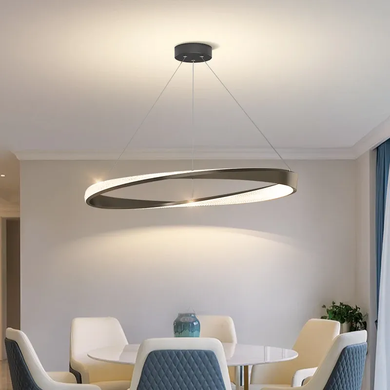 Led Pendant Lamps Modern for Dining Table Living Room Kitchen Loft Office Shop Black Hanging Chandelier Interior Lighting