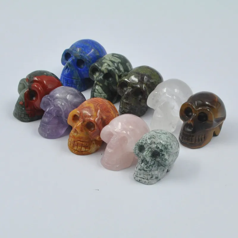 Natural Crystal Quartz Mineral Jewelry Rose Quartz Skull Crystal Carving Home Decoration Halloween