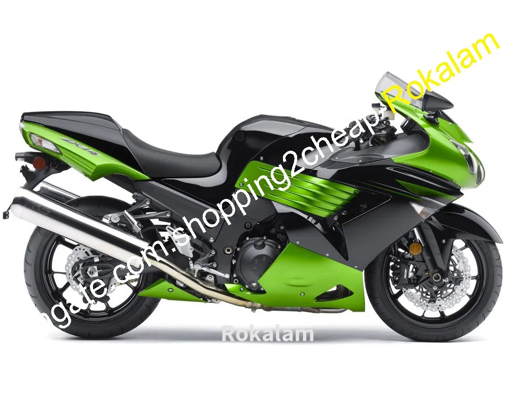 ZX-14R Fairing Green Black for Kawasaki Ninja ZX14R ZZR1400 ZX 14R ZZR 1400 2008 2008 2008 2009 2010 2011 Cowlings Kit (formsprutning)