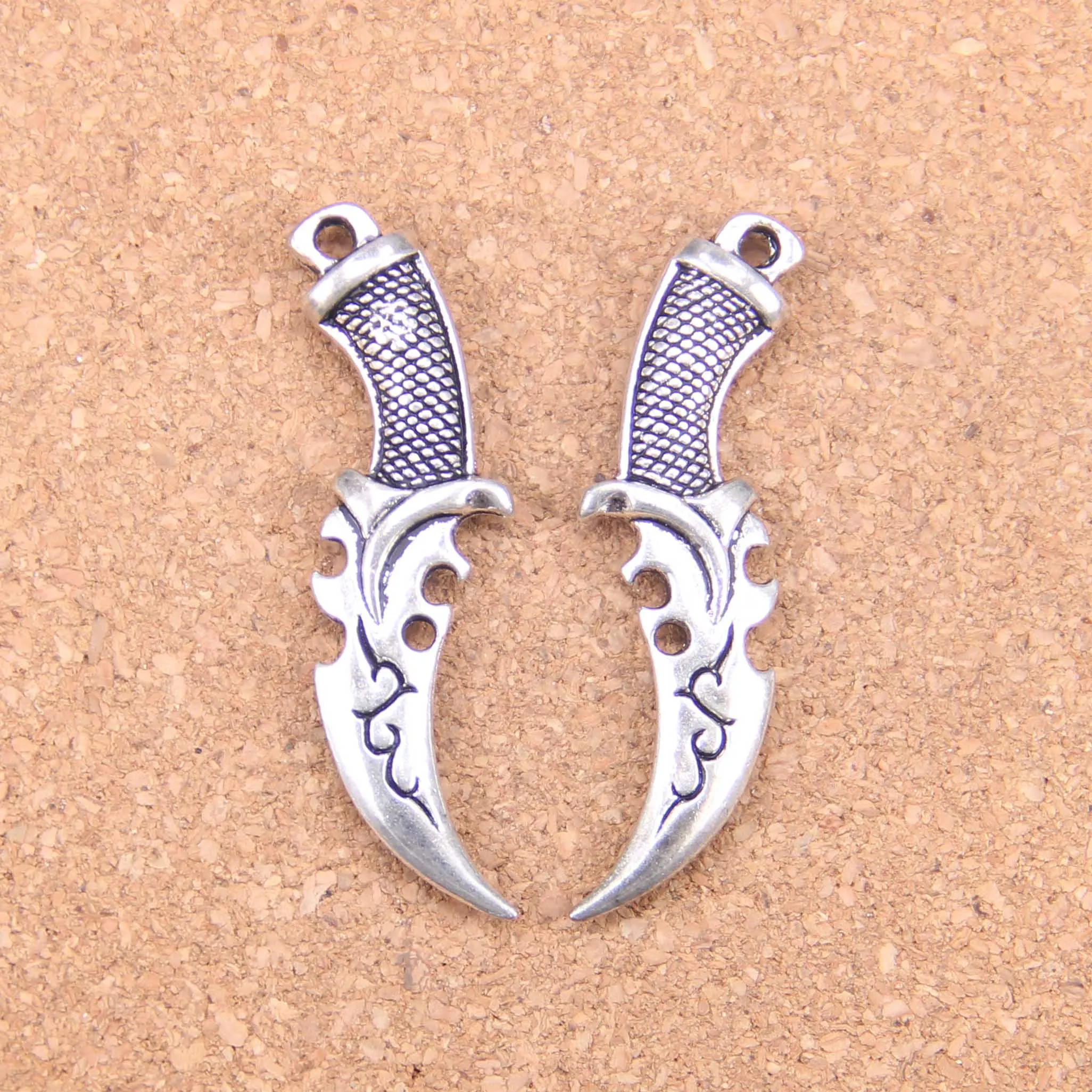 17pcs Antique Silver Bronze Plated dagger Charms Pendant DIY Necklace Bracelet Bangle Findings 50*12mm