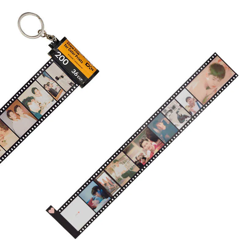 Vintage Custom Pictures Memory Film Keychain Diy Photo Text Albums Cover Keyring for Best Friend Bag Mobile Phone Accessories H0915