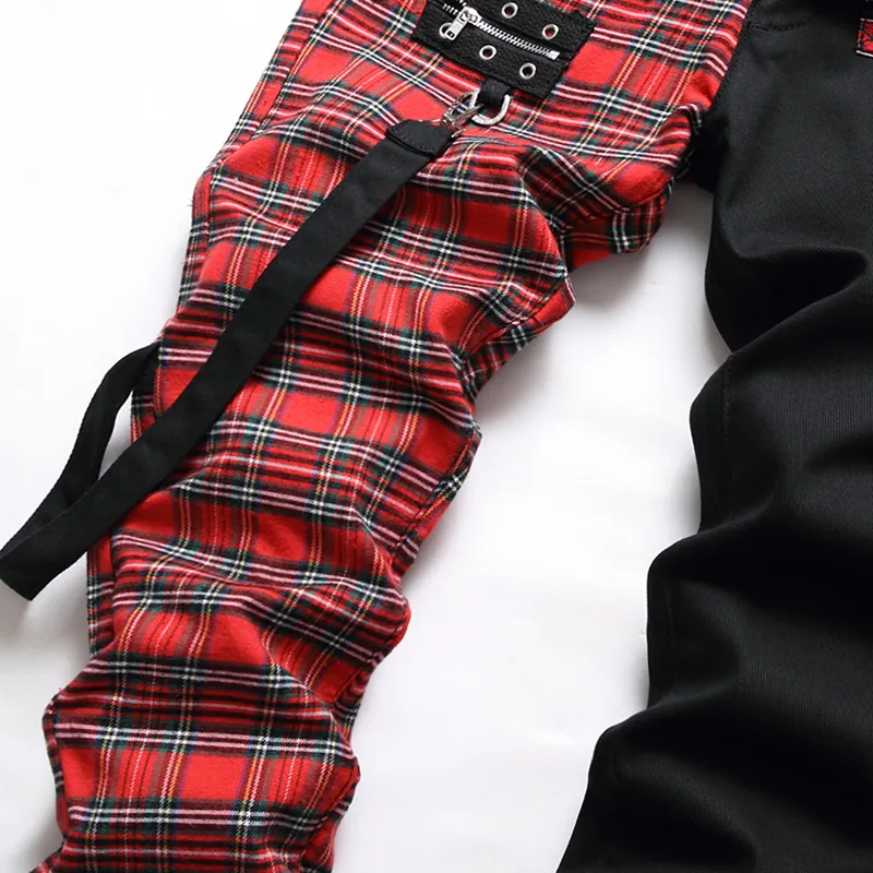 Red and black plaid skinny jeans sales