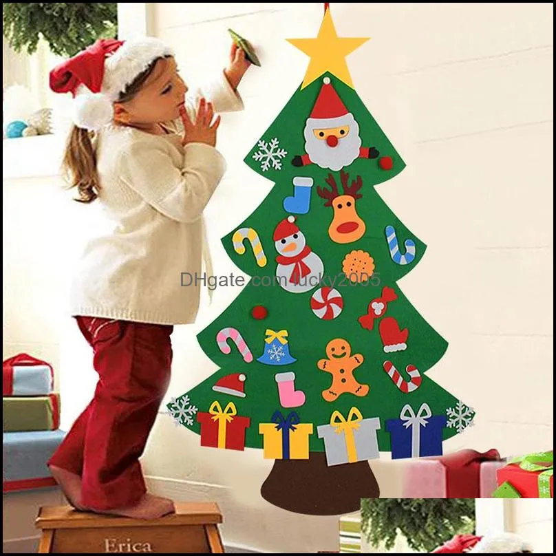 Kids DIY Felt Christmas Tree Christmas Decoration for Home 2021 New Year Gifts Christmas Ornaments Santa Claus Xmas Tree ZZA7562