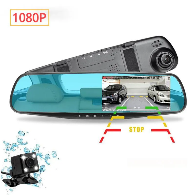 مسجل فيديو مرآة Car DVR 2 Lenns تسجيل مع وقوف السيارات 250 مللي أمبير في الساعة بطارية مدمجة كاميرا داش DVRs