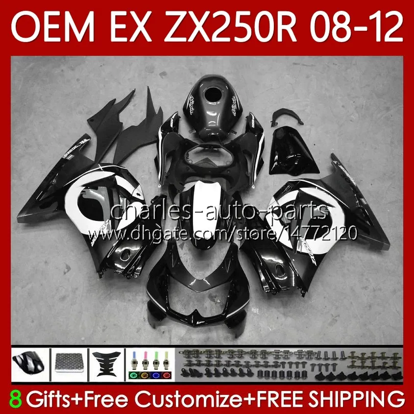 Iniezione OEM per KAWASAKI NINJA EX ZX 250R EX250 ZX250 R Carenatura 2008-2012 81No.164 EX-250 ZX250R EX250R 2008 2009 2010 2011 2012 ZX-250R Nero perla 08 09 10 11 12 Carrozzerie