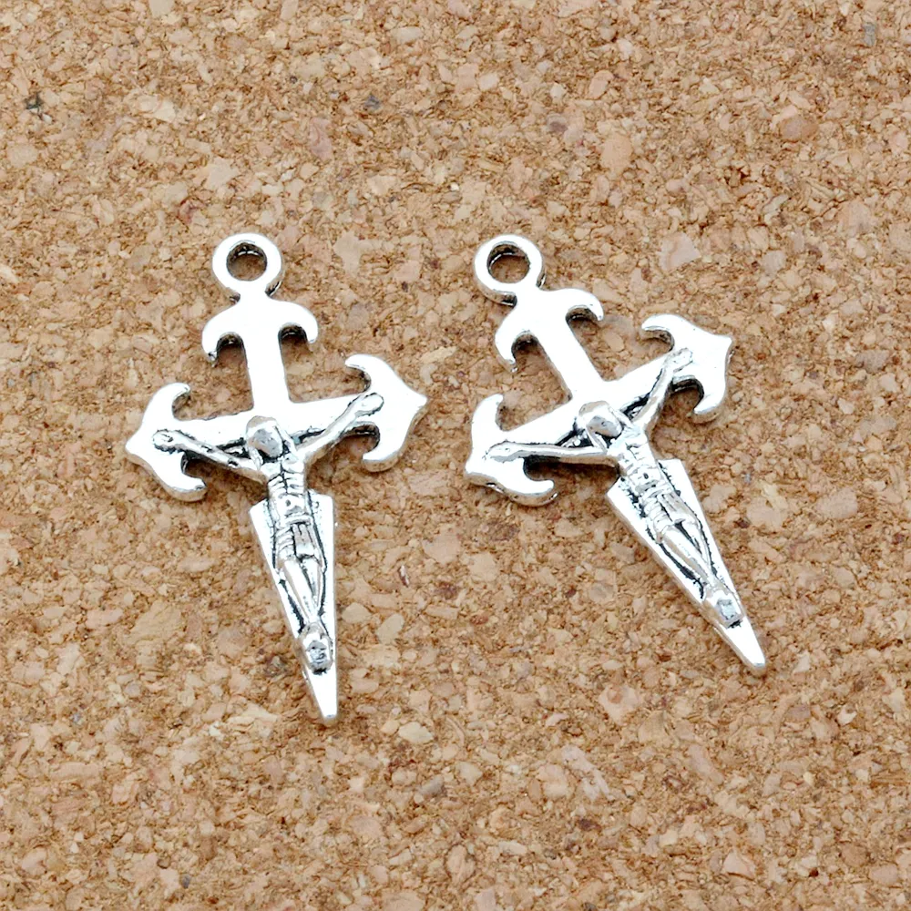 150pcs يسوع المسيح Crucifix سحر الصليب الديني المعلقات لمجوهرات صنع سوار قلادة DIY 16.5x29mm A-247