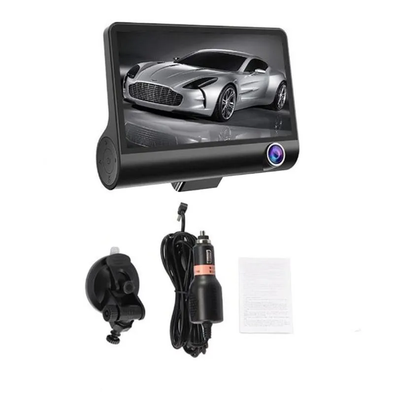 Carro DVR 3/2 câmeras lente 4,0 polegadas Câmera Dash Dual com Retrovisor Video Recorder Auto DVRS CAM